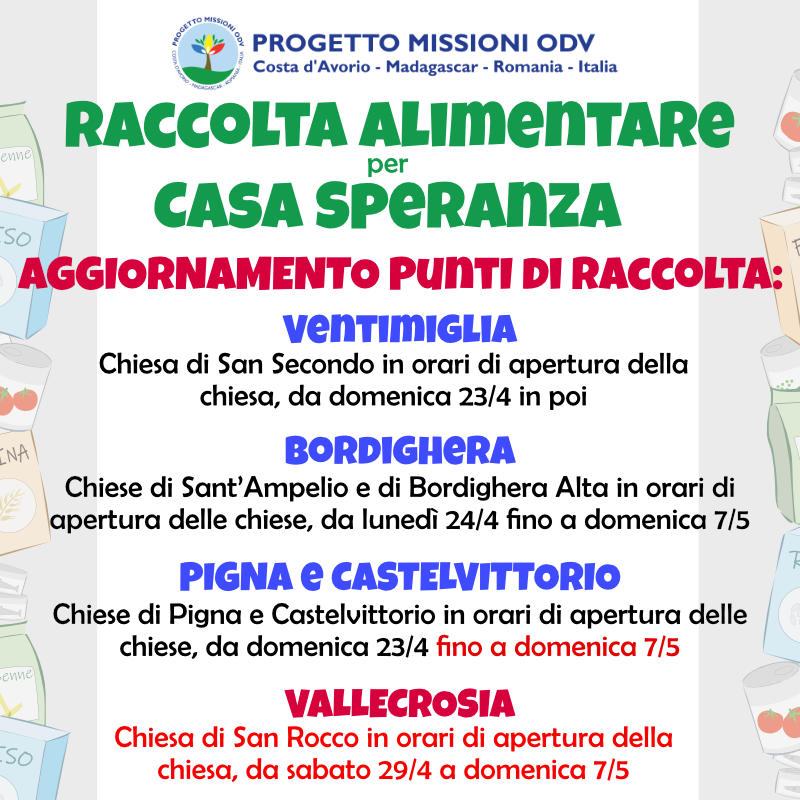 Aggiornamento Raccolta alimentare per Casa Speranza!